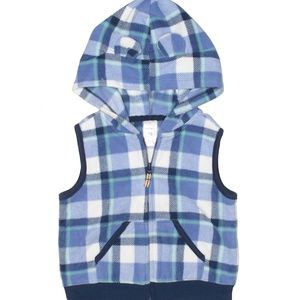 Blue Carter's Baby Boy Plaid Vest With Hood 18m